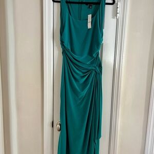 White House Black Market Teal Gathered Midi Dress